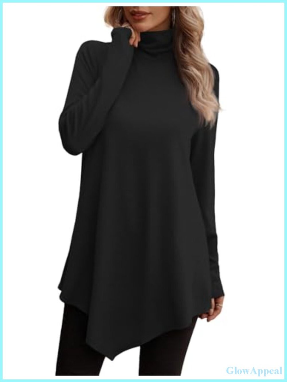 Women's Turtle Neck Tunic Top Long Sleeve Fall Shirt